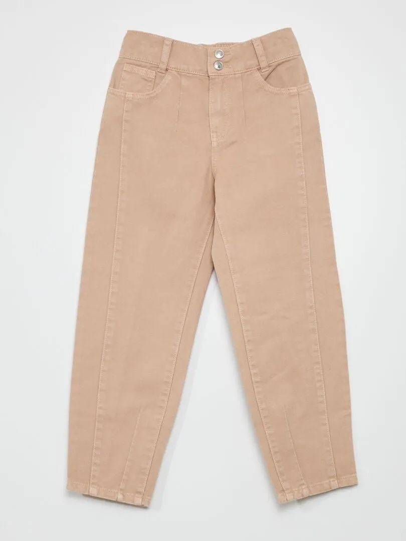 PANTALóN VAQUERO ABULLONADO  BEIGE