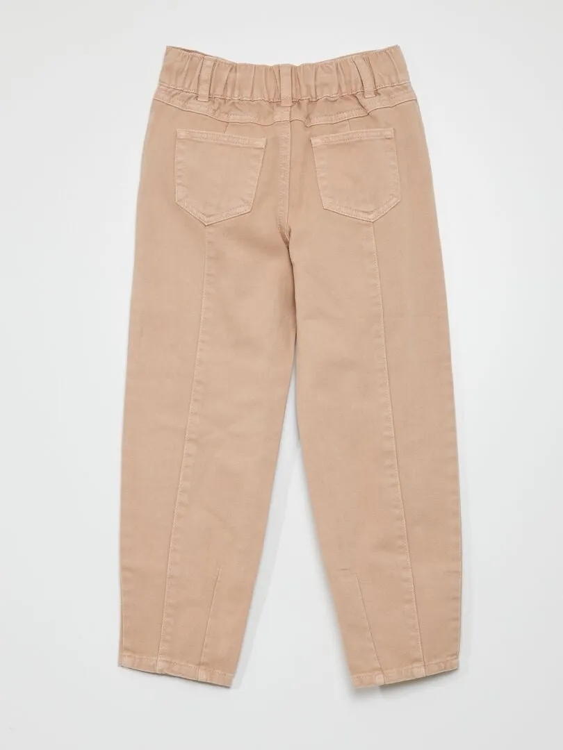 PANTALóN VAQUERO ABULLONADO  BEIGE