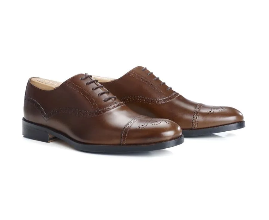 PATINA CHESTNUT OXFORD SHOES  RUBBER PAD  HILCOTT PATIN