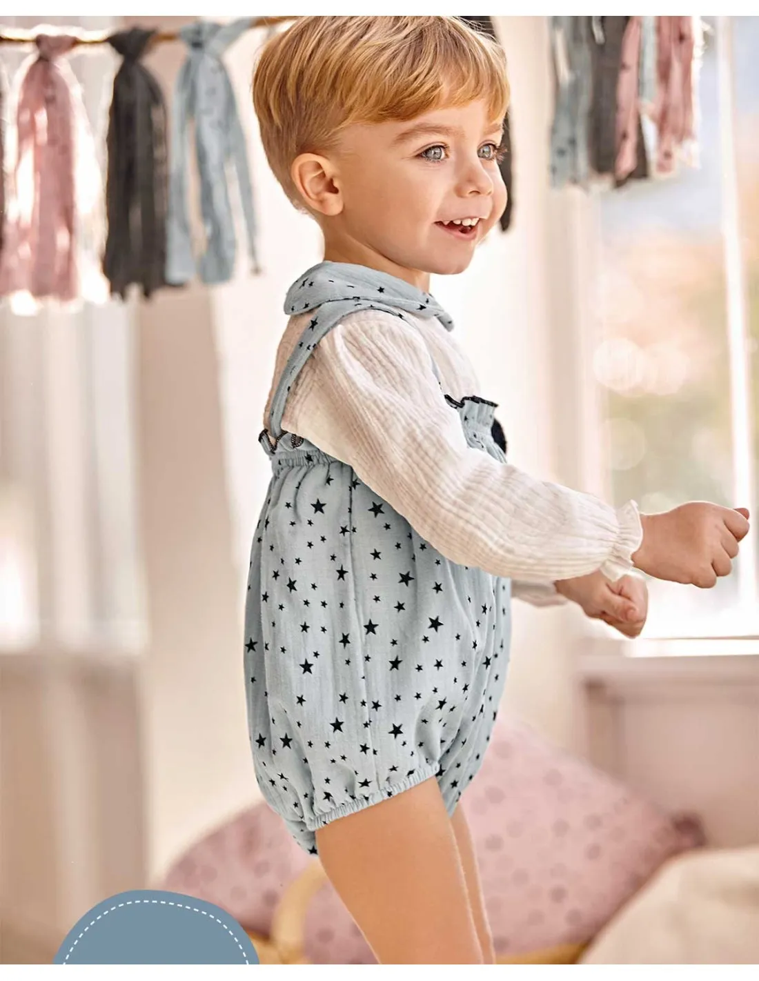 Pelele Tirantes y Camisa Azul Estrellas Juliana Baby Clothes