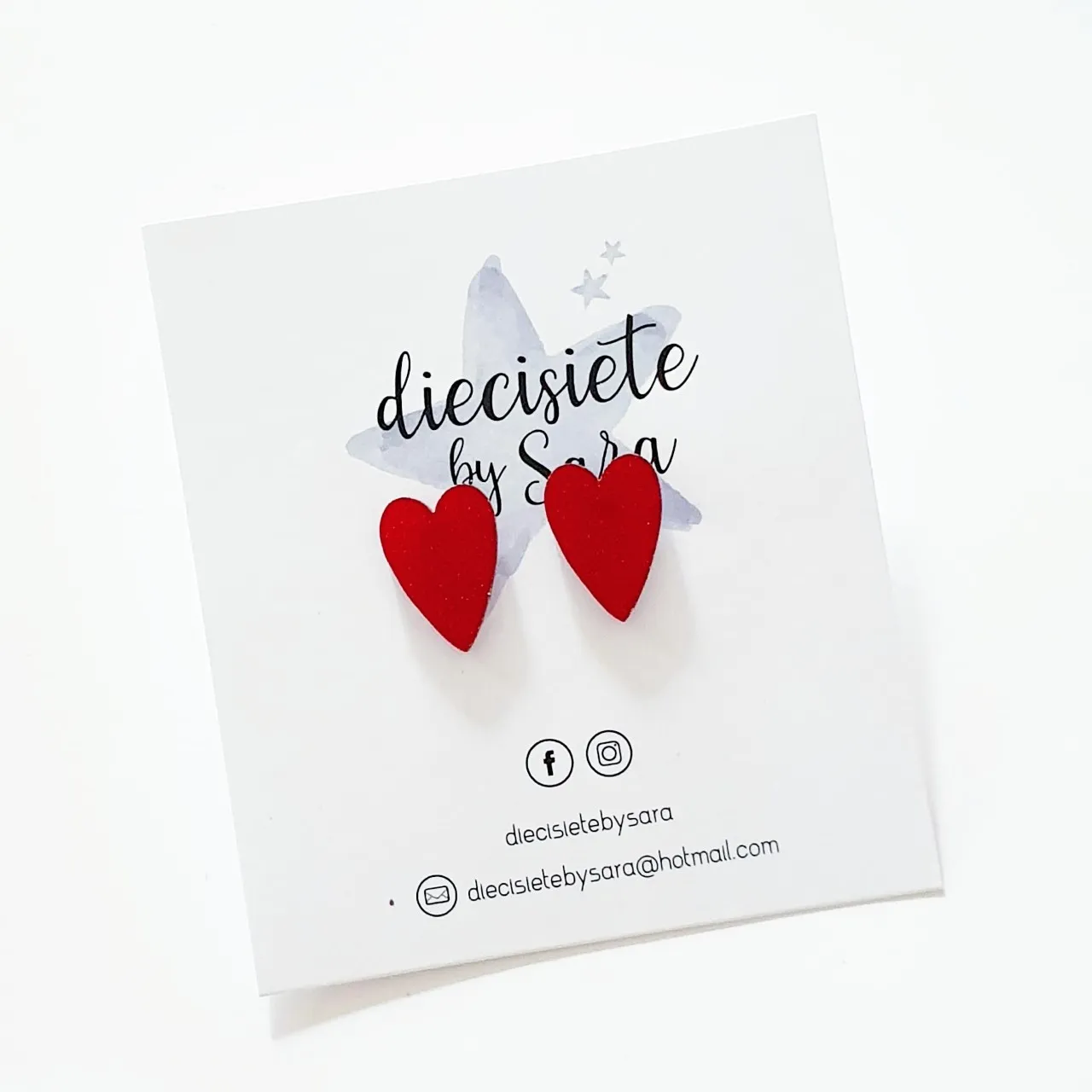 Pendientes Corazón Mini Rojo Glitter