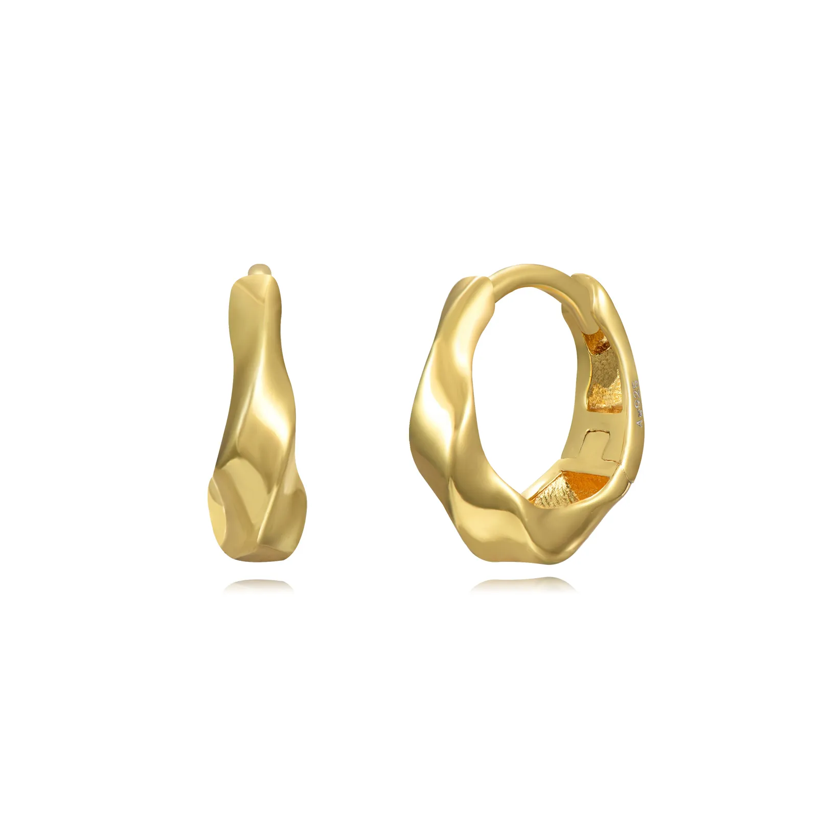 Pendientes Plata Aro Irregular Gold
