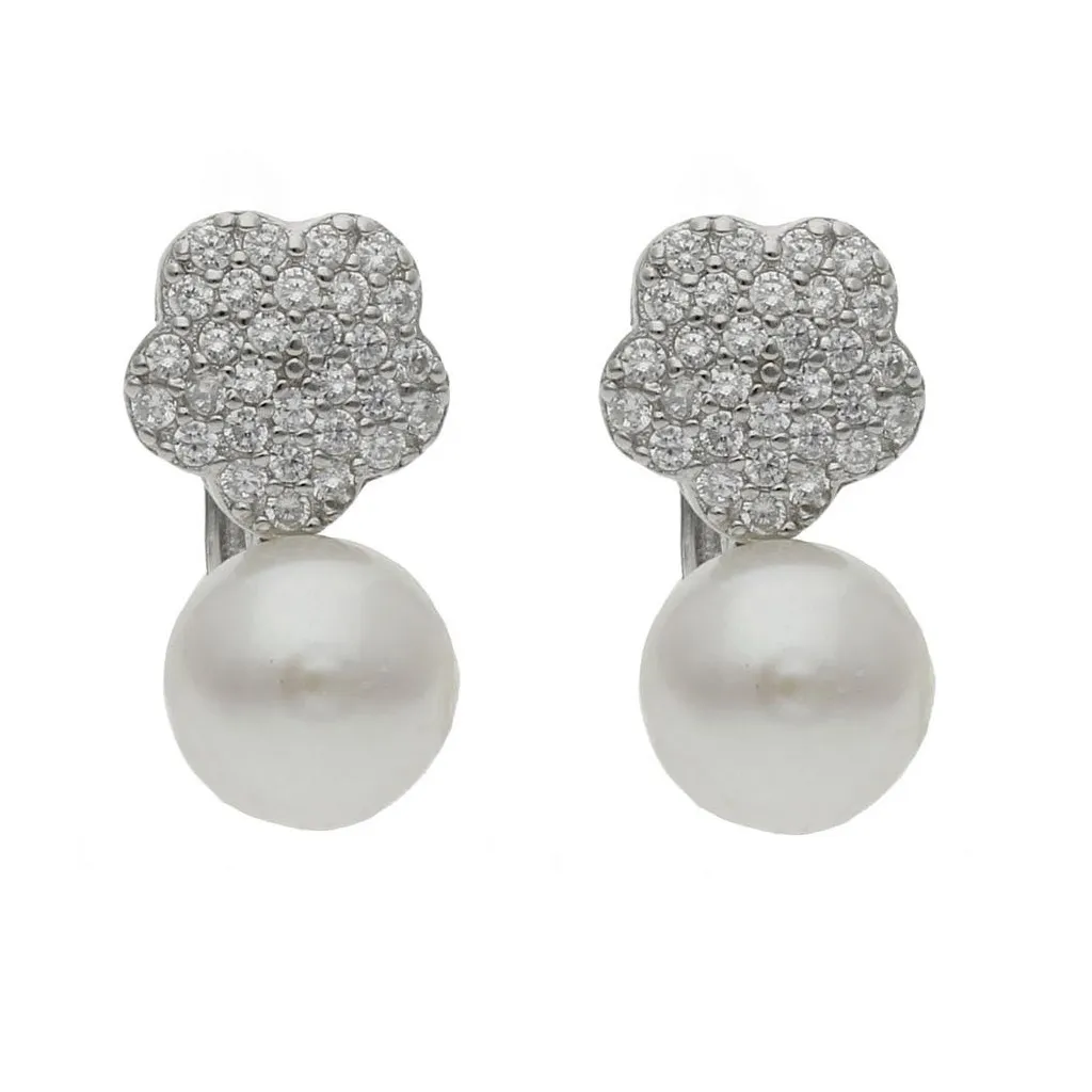 Pendientes Plata Perla y Circonitas