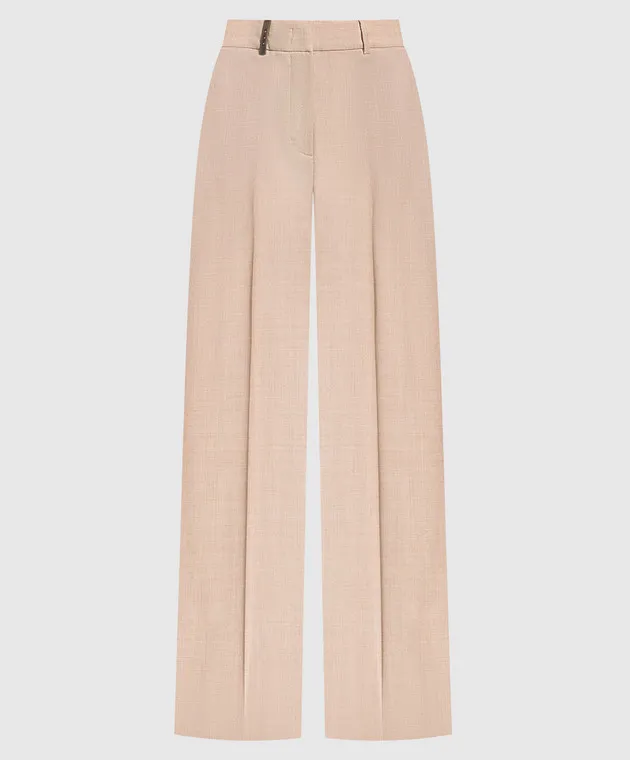 Peserico Beige pants made of wool with lurex