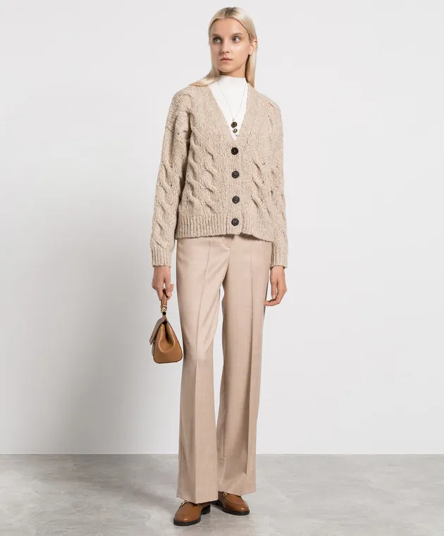 Peserico Beige pants made of wool with lurex