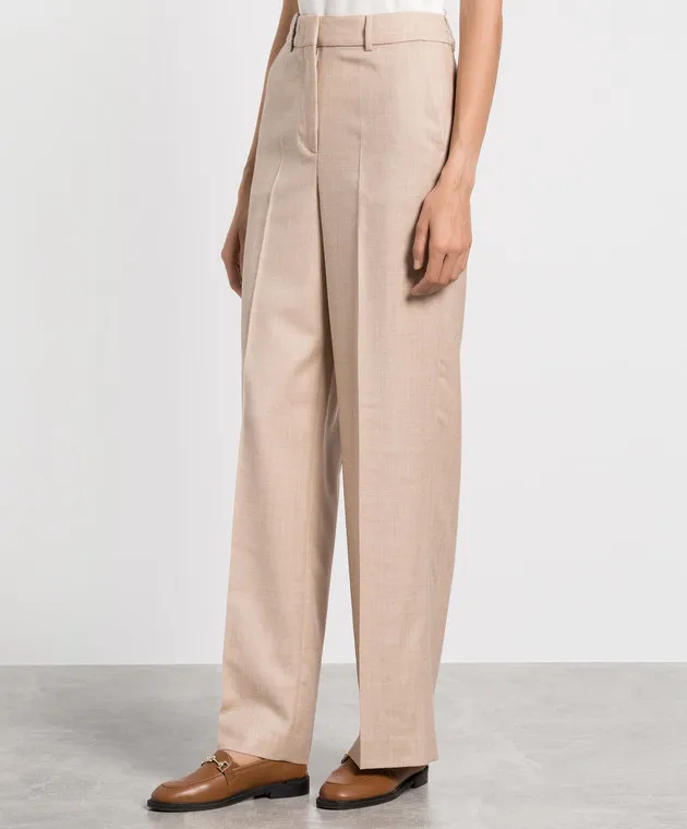 Peserico Beige pants made of wool with lurex