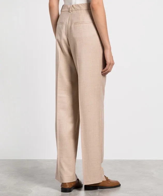 Peserico Beige pants made of wool with lurex