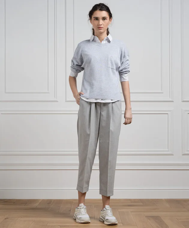 Peserico Gray pants with monil chain