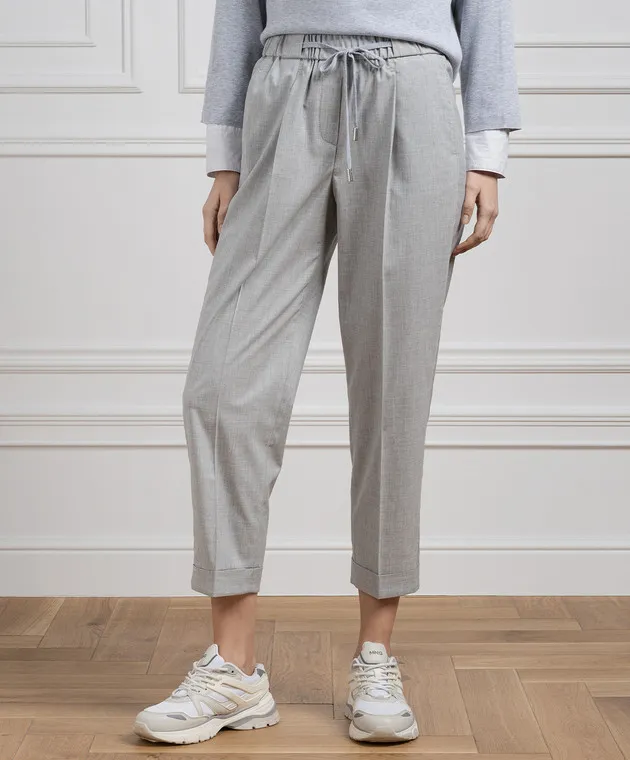 Peserico Gray pants with monil chain