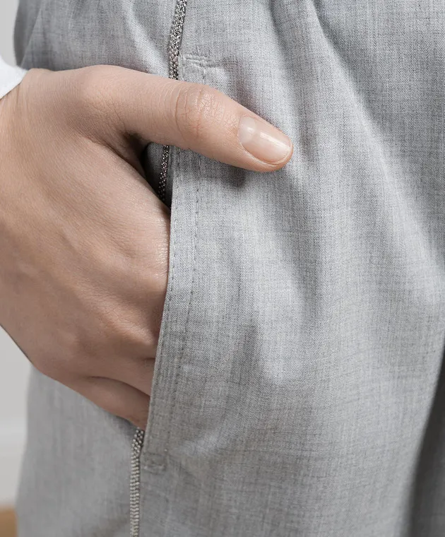 Peserico Gray pants with monil chain