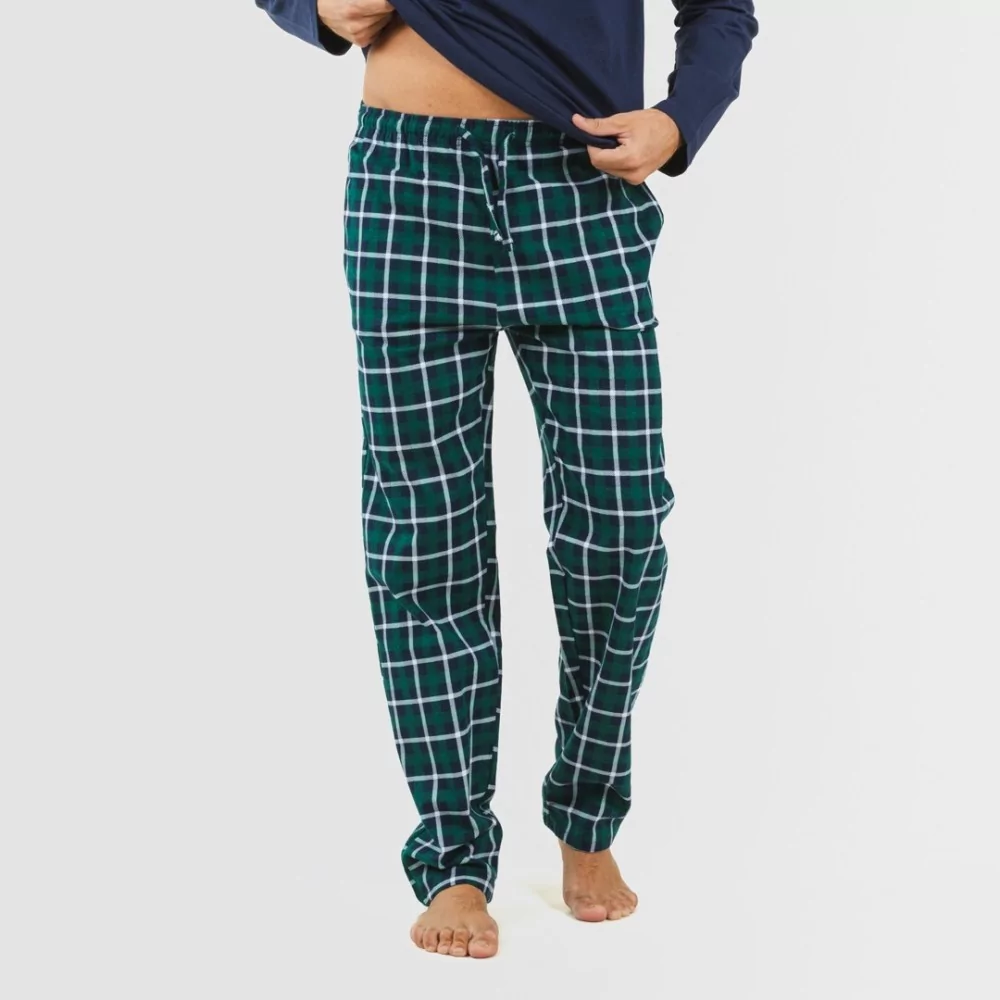 Pijama hombre franela Cuadro Ringo azul marino