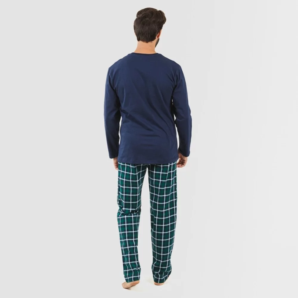 Pijama hombre franela Cuadro Ringo azul marino