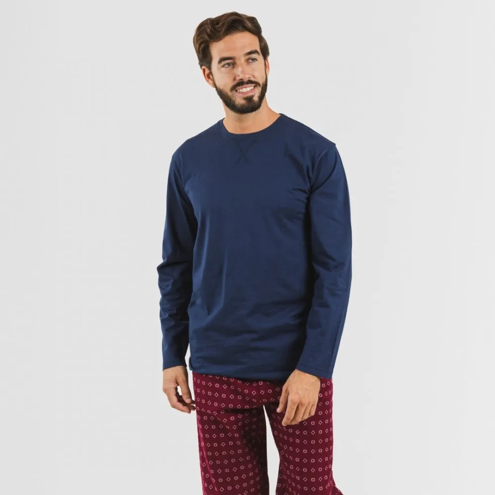 Pijama hombre franela Loui azul marino
