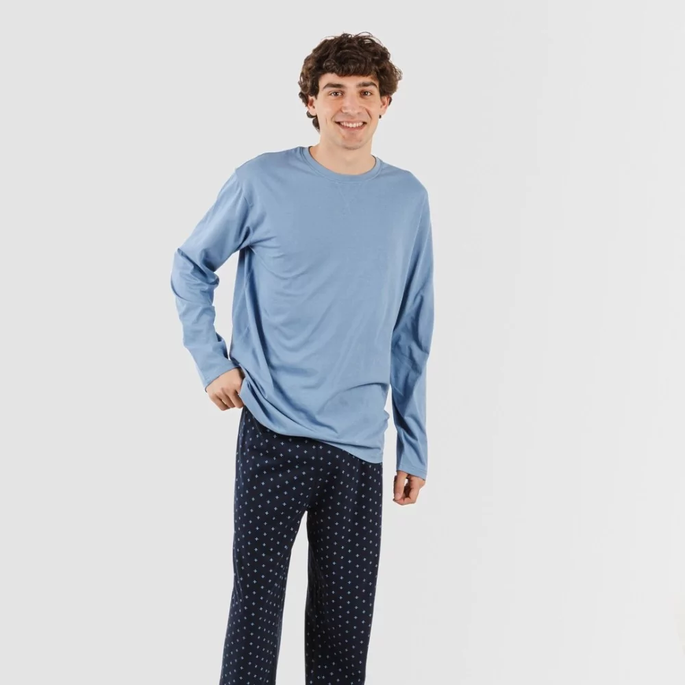 Pijama largo algodón hombre Pedro indigo