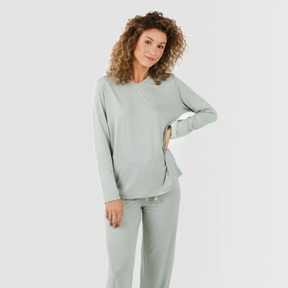Pijama largo mujer soft verde tiffany