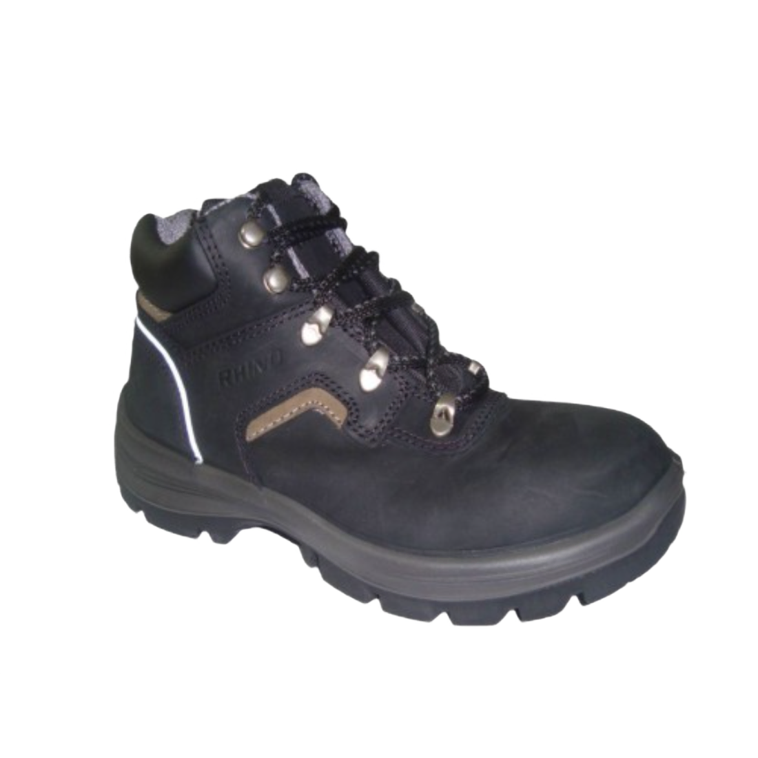 Rhino 66017 talla 39 zapato de cuero punta de reforzada suela antideslizante media bota 6'' negro