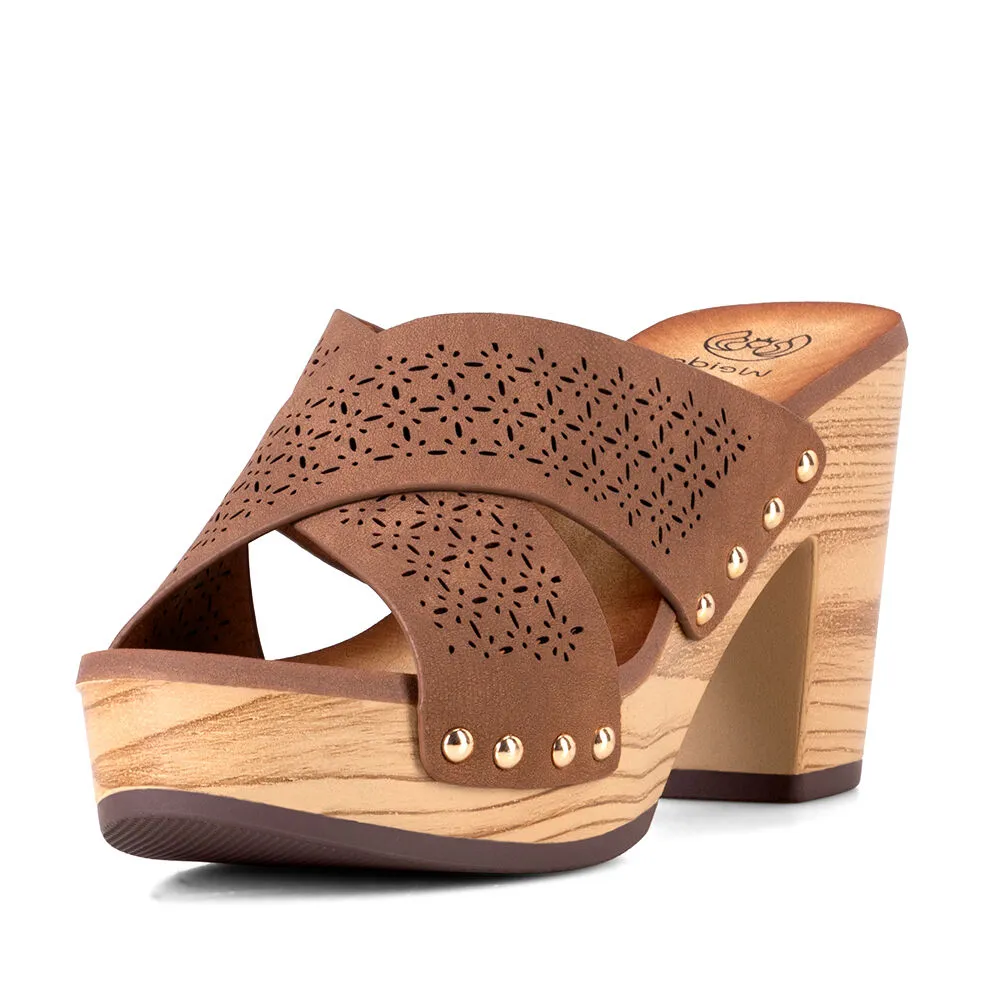 Sandalia Plataforma Camel Casual Js59 Weide