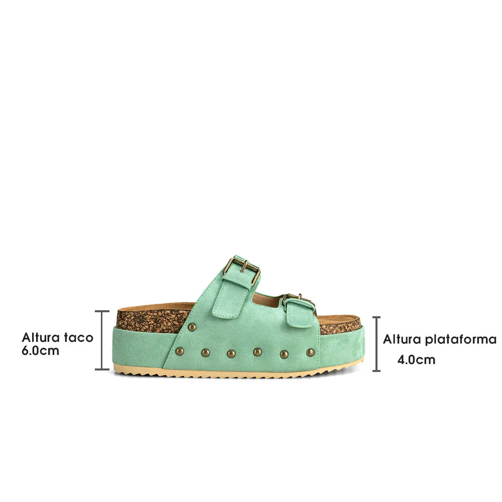 Sandalia Plataforma Verde Casual You216 Weide