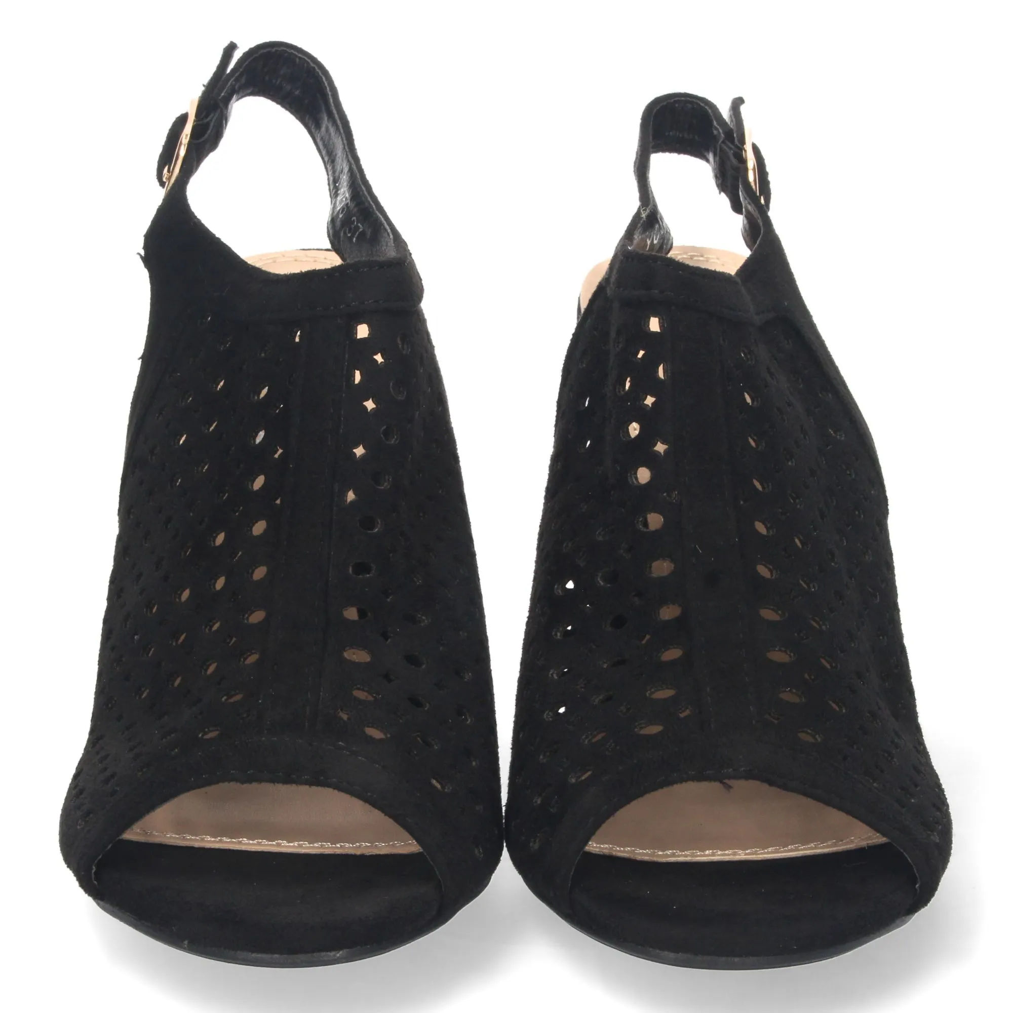 Sandalia tacón con diseño calados mujer color negro