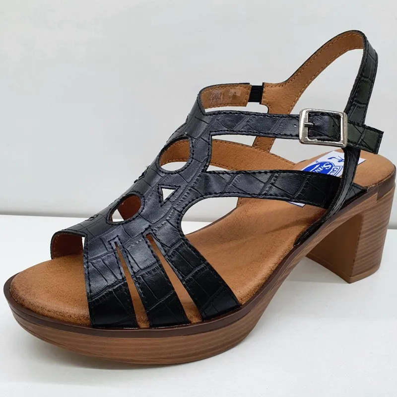 SANDALIA VESTIR COMODA PLATAFORMA COCO NEGRO