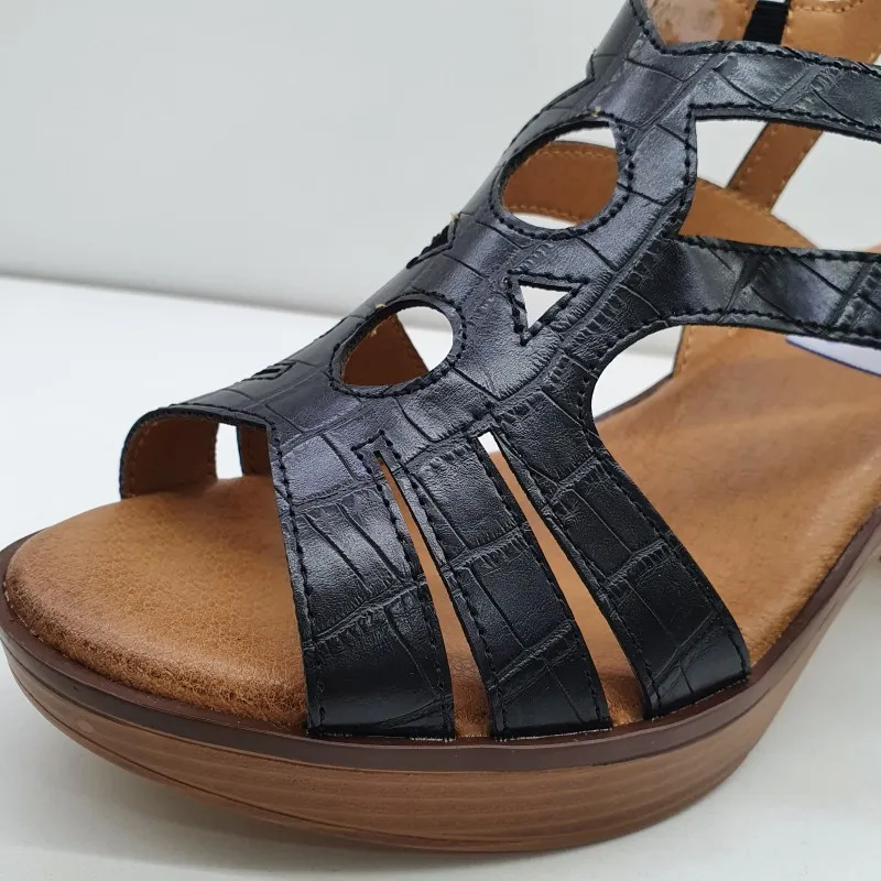 SANDALIA VESTIR COMODA PLATAFORMA COCO NEGRO