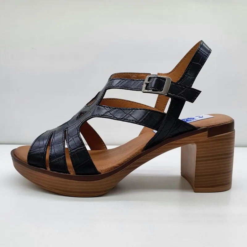 SANDALIA VESTIR COMODA PLATAFORMA COCO NEGRO