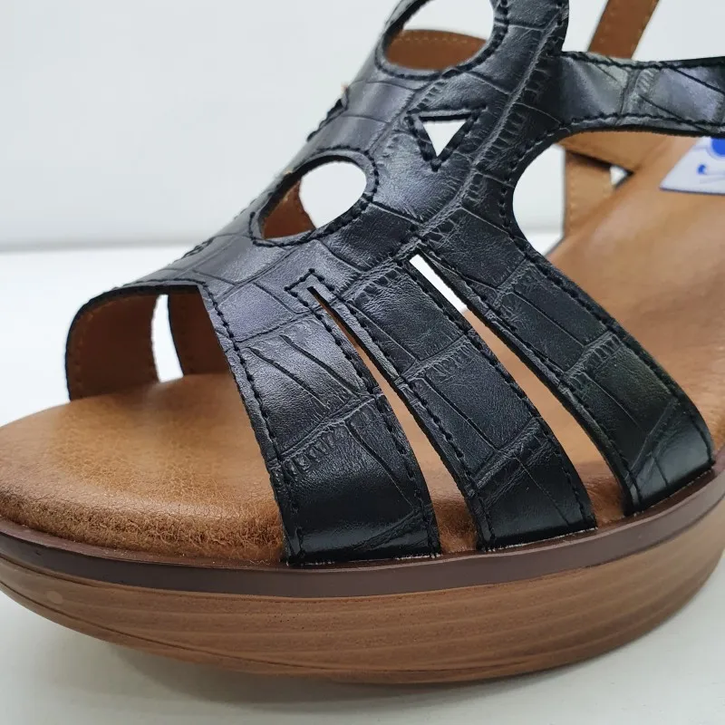 SANDALIA VESTIR COMODA PLATAFORMA COCO NEGRO