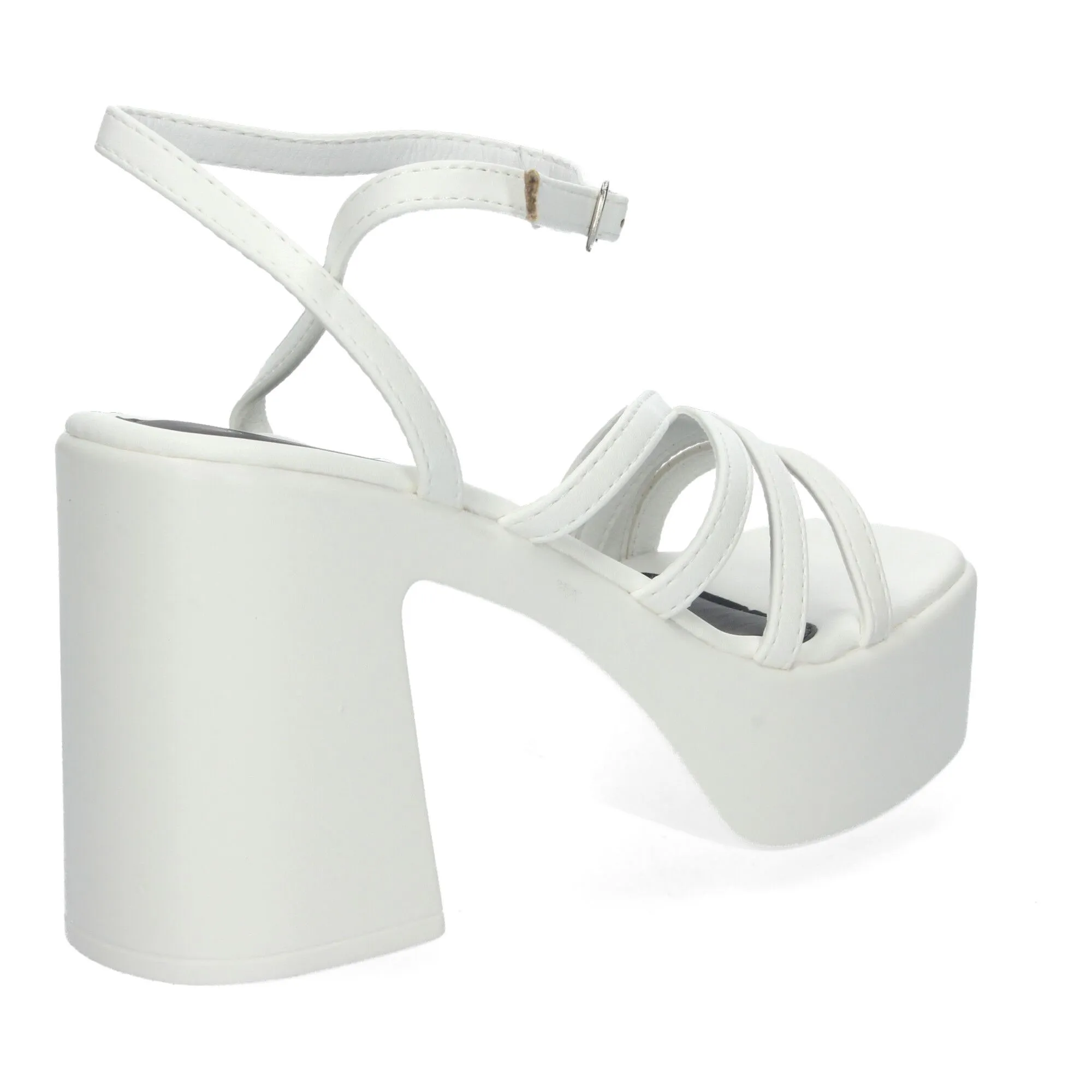 Sandalias de tacón y plataforma de vestir para mujer color blanco 043