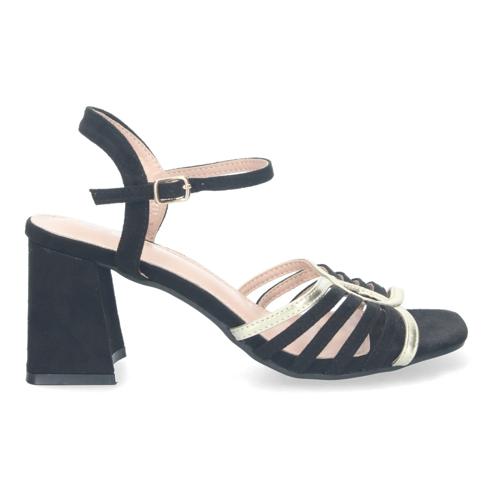 Sandalias de vestir tacón cómodo para mujer color negro JL777