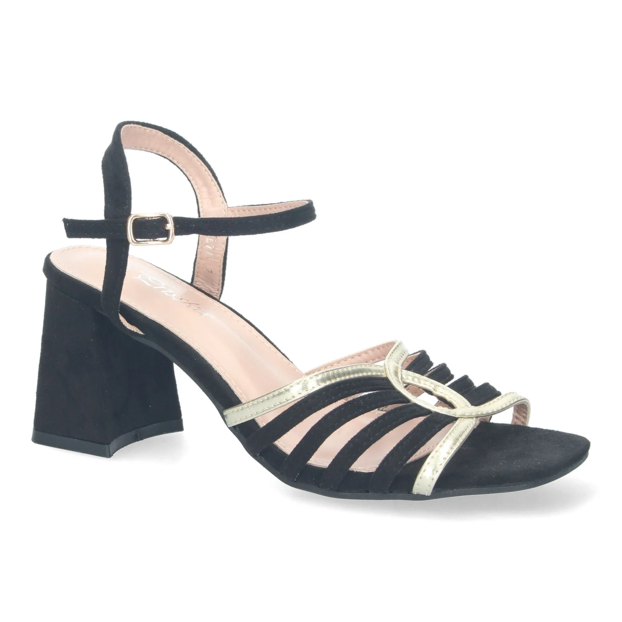 Sandalias de vestir tacón cómodo para mujer color negro JL777
