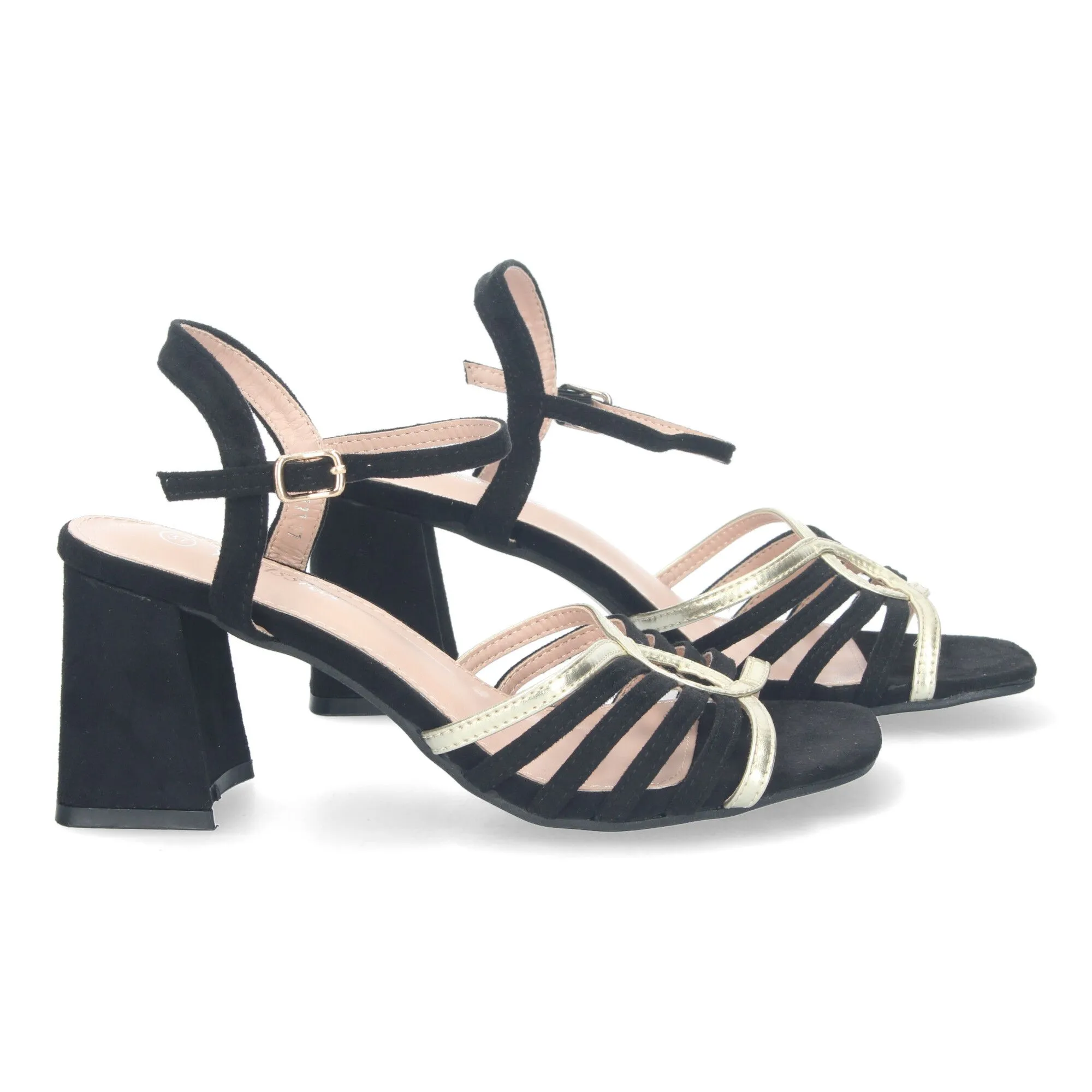 Sandalias de vestir tacón cómodo para mujer color negro JL777