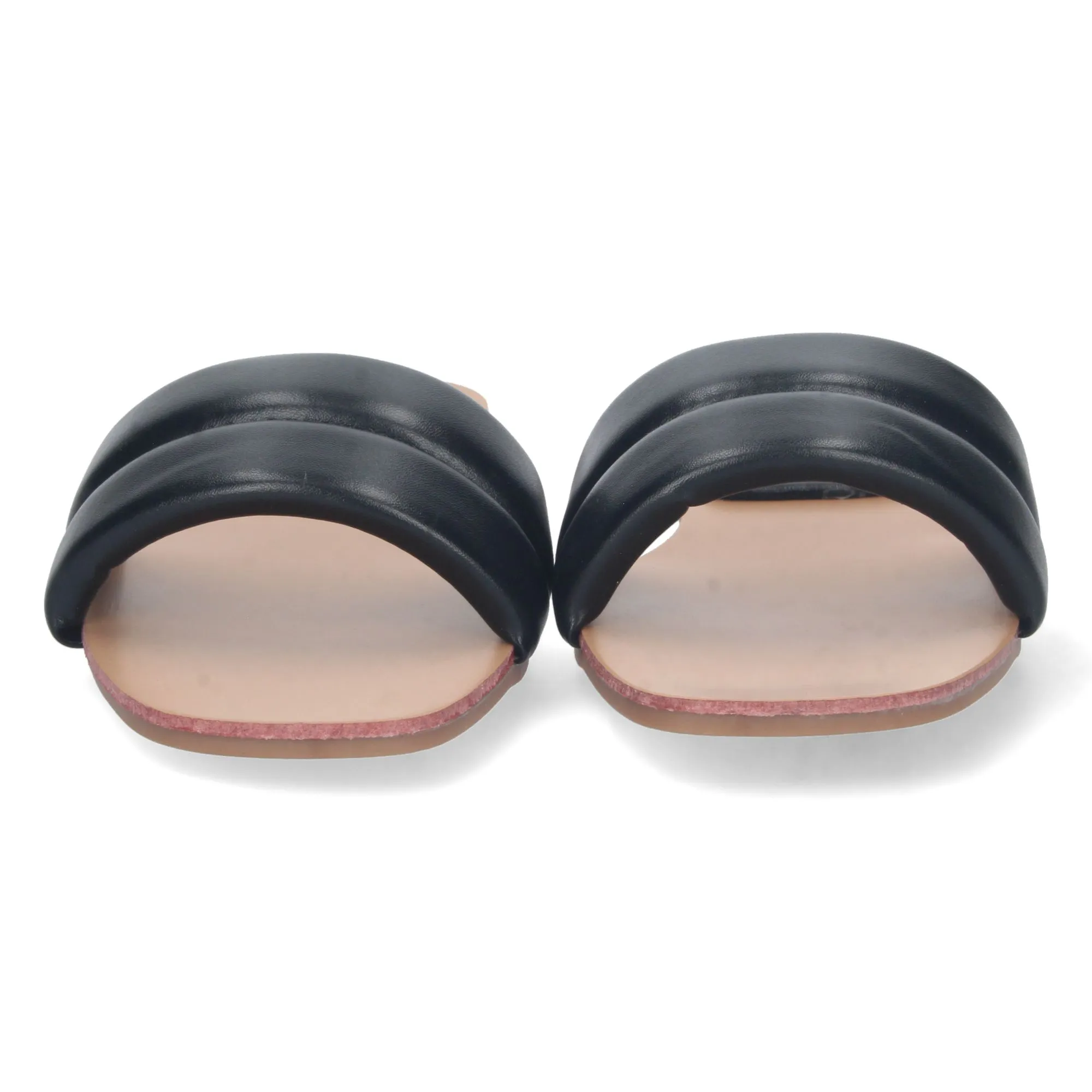 Sandalias planas para mujer pala acolchada color negro 2S41