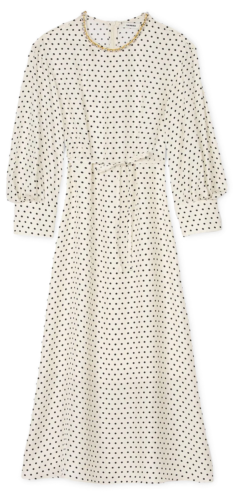 SANDRO Vestido largo con cuello redondo satinado en multicolor