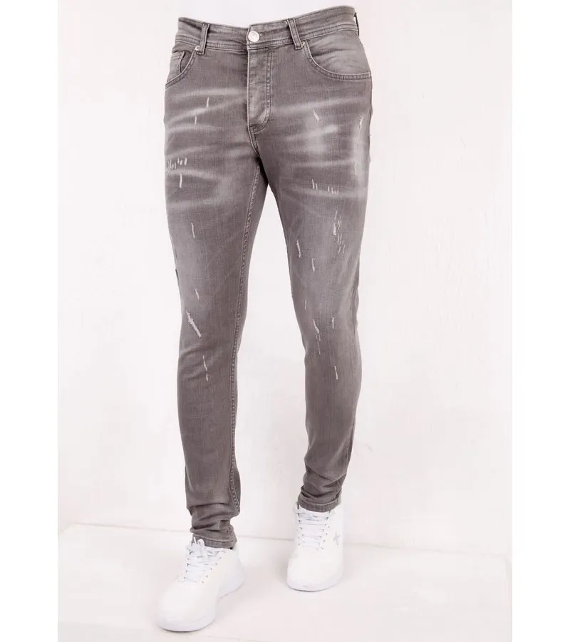 SLIM FIT JEANS ROTOS SALPICADURAS PINTURA  SLM41  GRIS