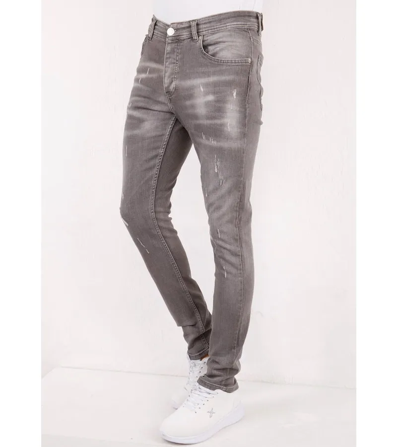 SLIM FIT JEANS ROTOS SALPICADURAS PINTURA  SLM41  GRIS