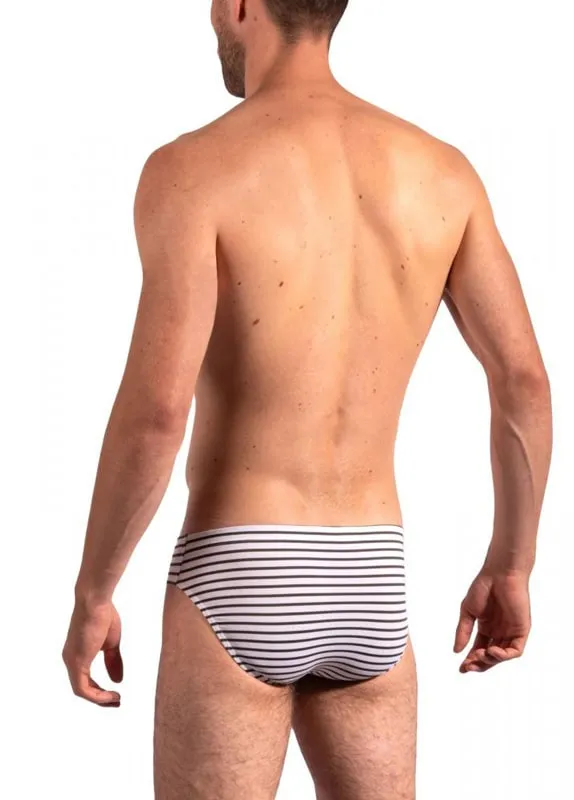 Slip Sport brief Olaf Benz en microfibra a rayitas en blanco