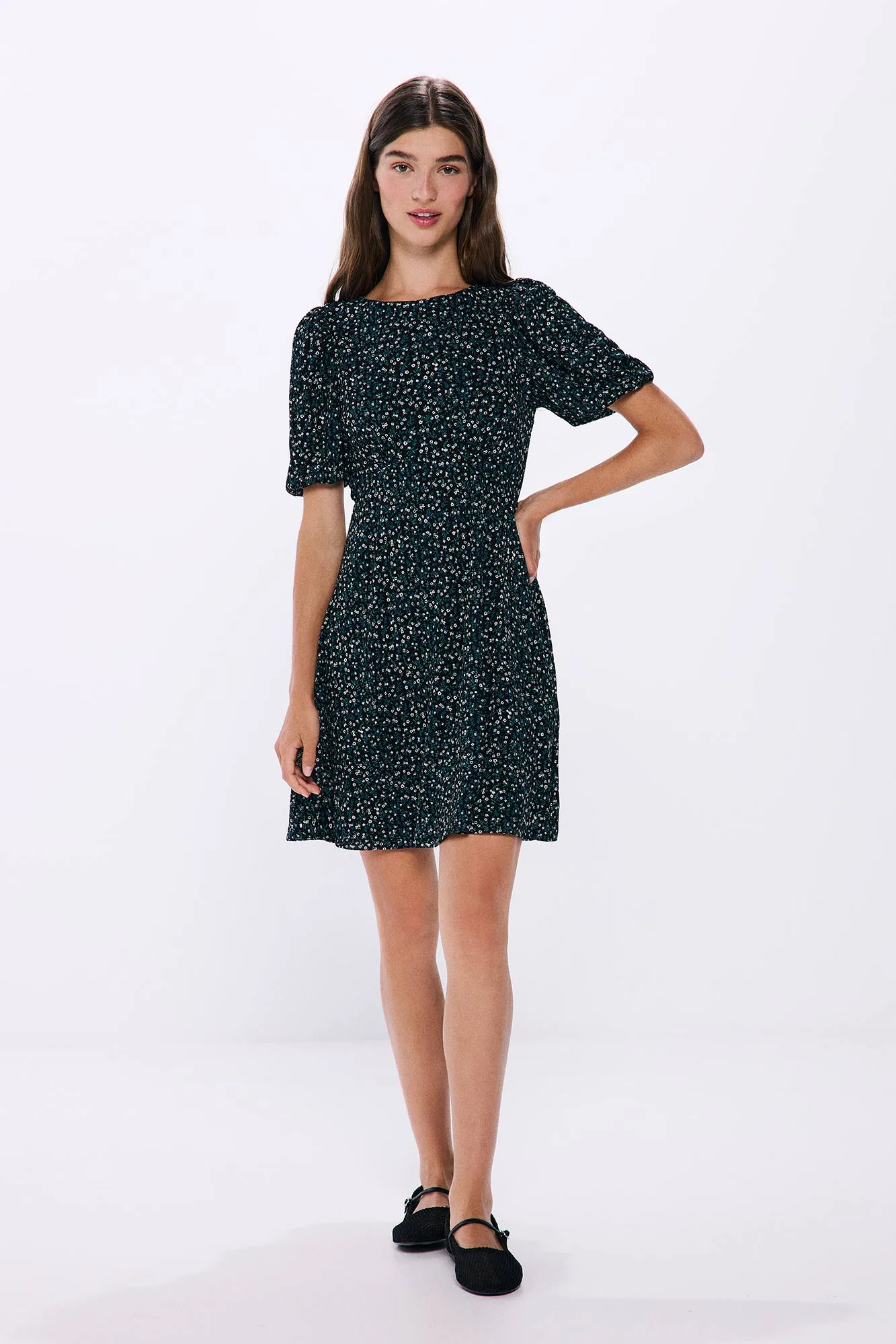 Springfield Vestido corto estampado escote espalda