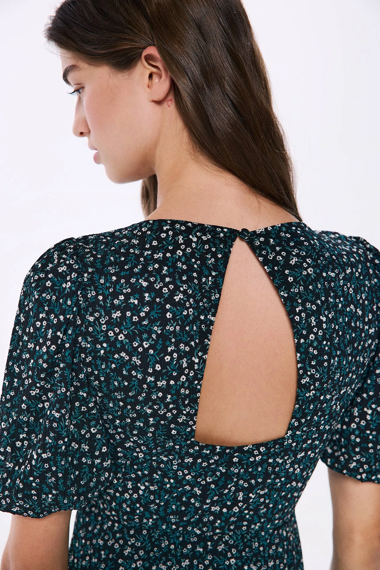 Springfield Vestido corto estampado escote espalda