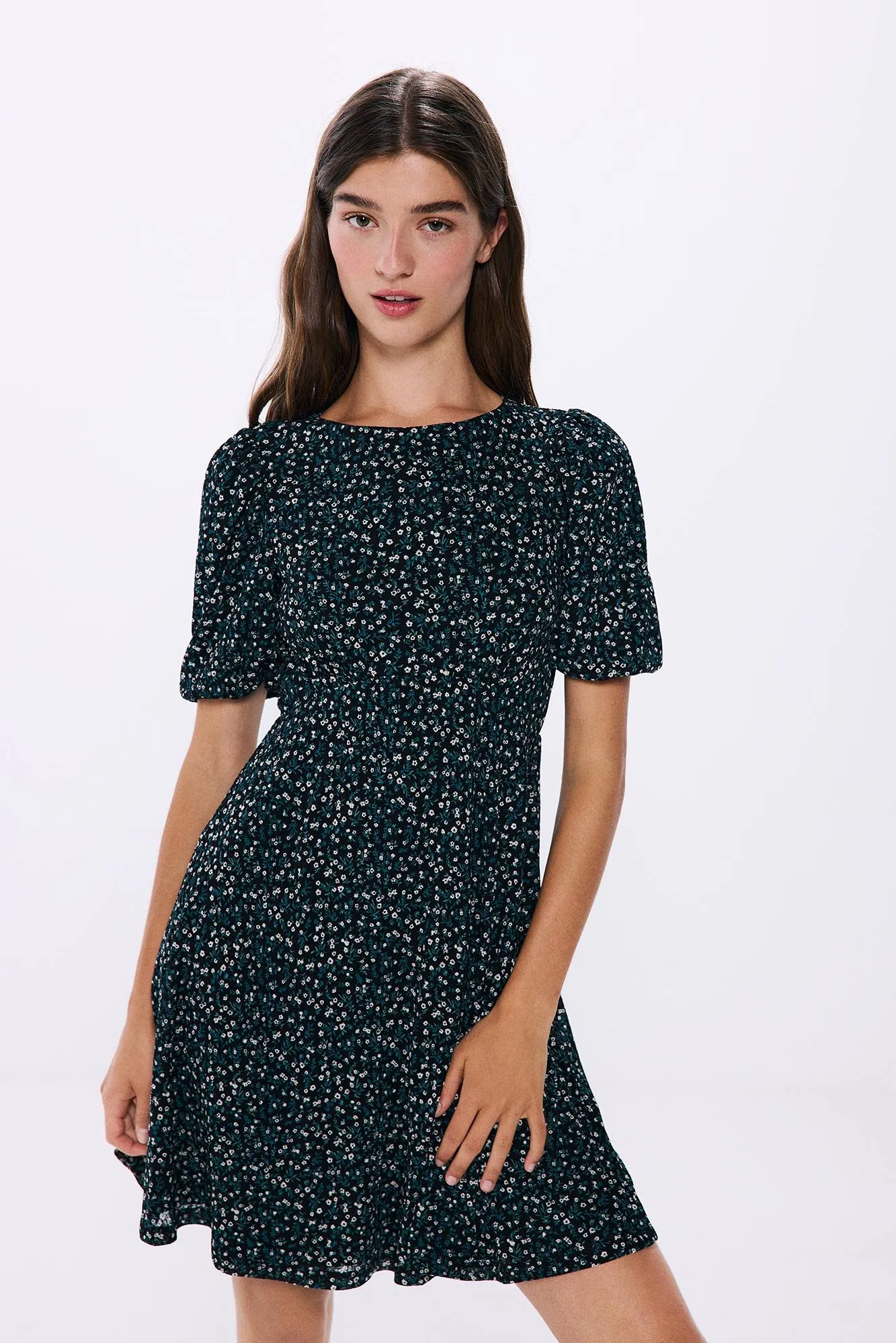 Springfield Vestido corto estampado escote espalda