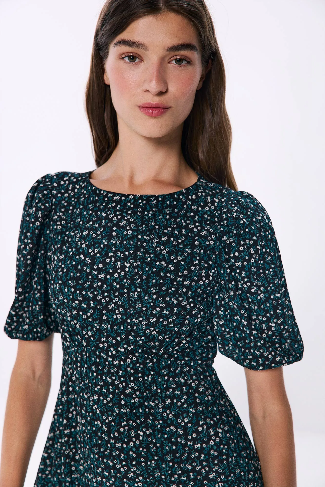 Springfield Vestido corto estampado escote espalda