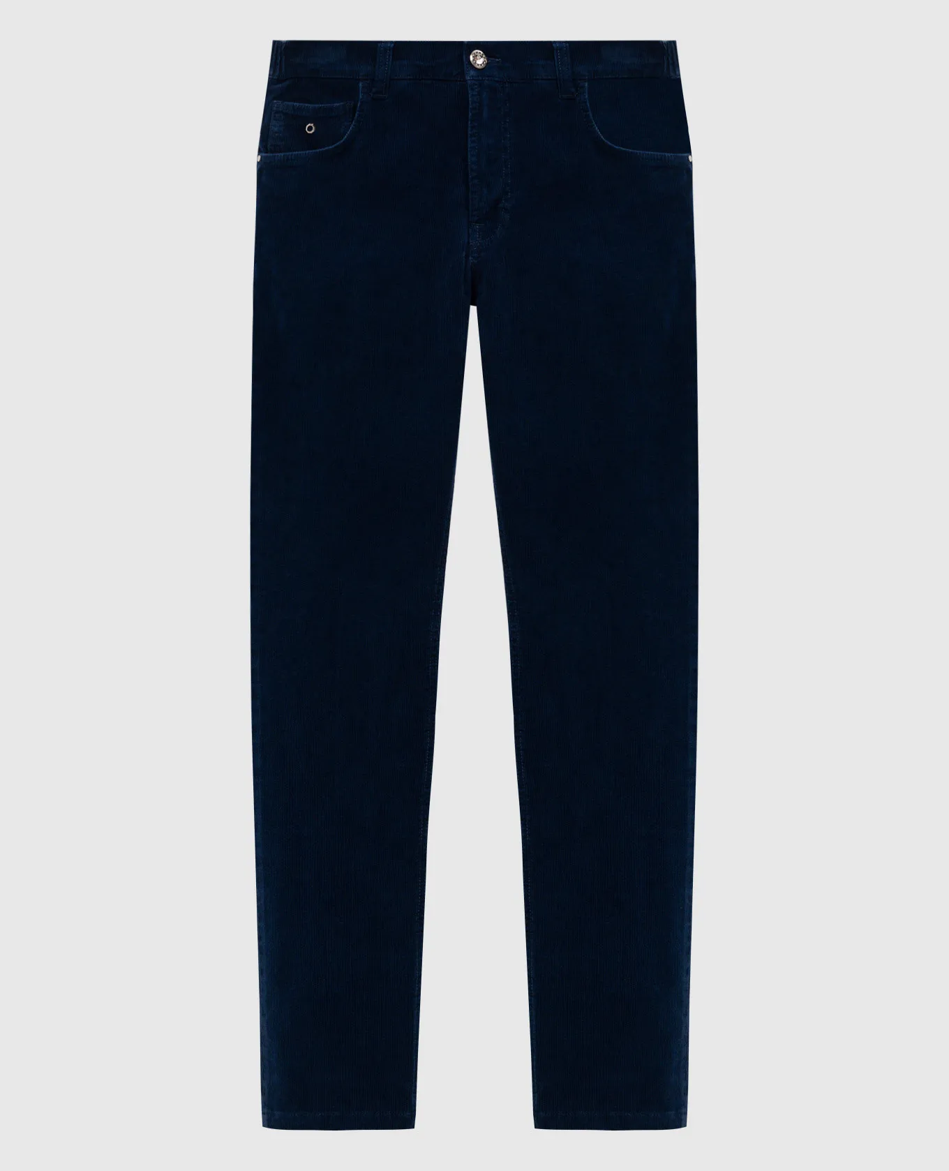 Stefano Ricci Blue corduroy pants with logo patch