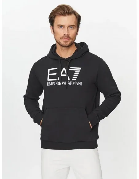 SUDADERA ARMANI NEGRA LOGO FRONTAL CAPUCHA  ECOOL