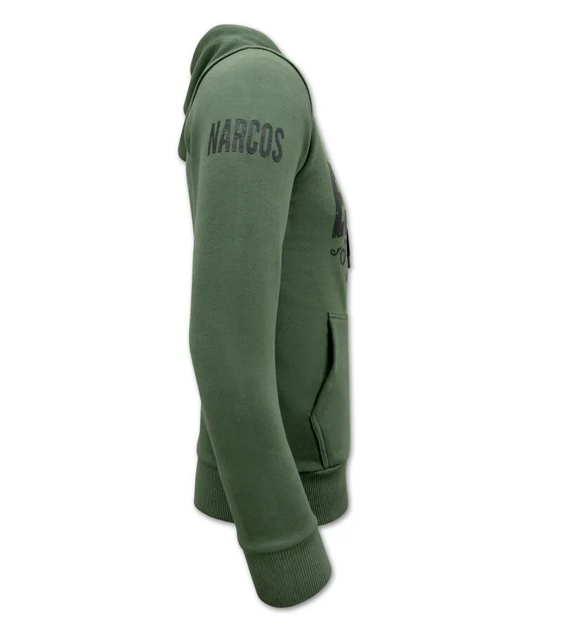 SUDADERA CON CAPUCHA PABLO ESCOBAR  VERDE