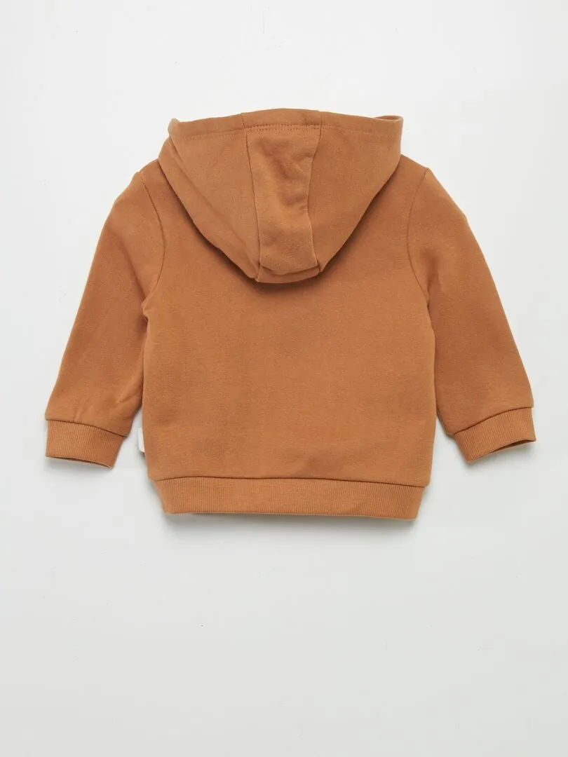 SUDADERA CON CREMALLERA Y CAPUCHA  MARRON