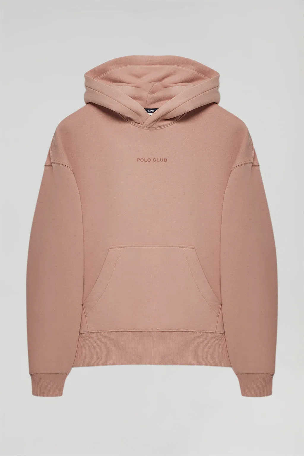 Sudadera de capucha y bolsillos rosa palo Minimal Polo Club