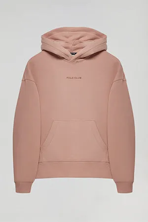 Sudadera de capucha y bolsillos rosa palo Minimal Polo Club