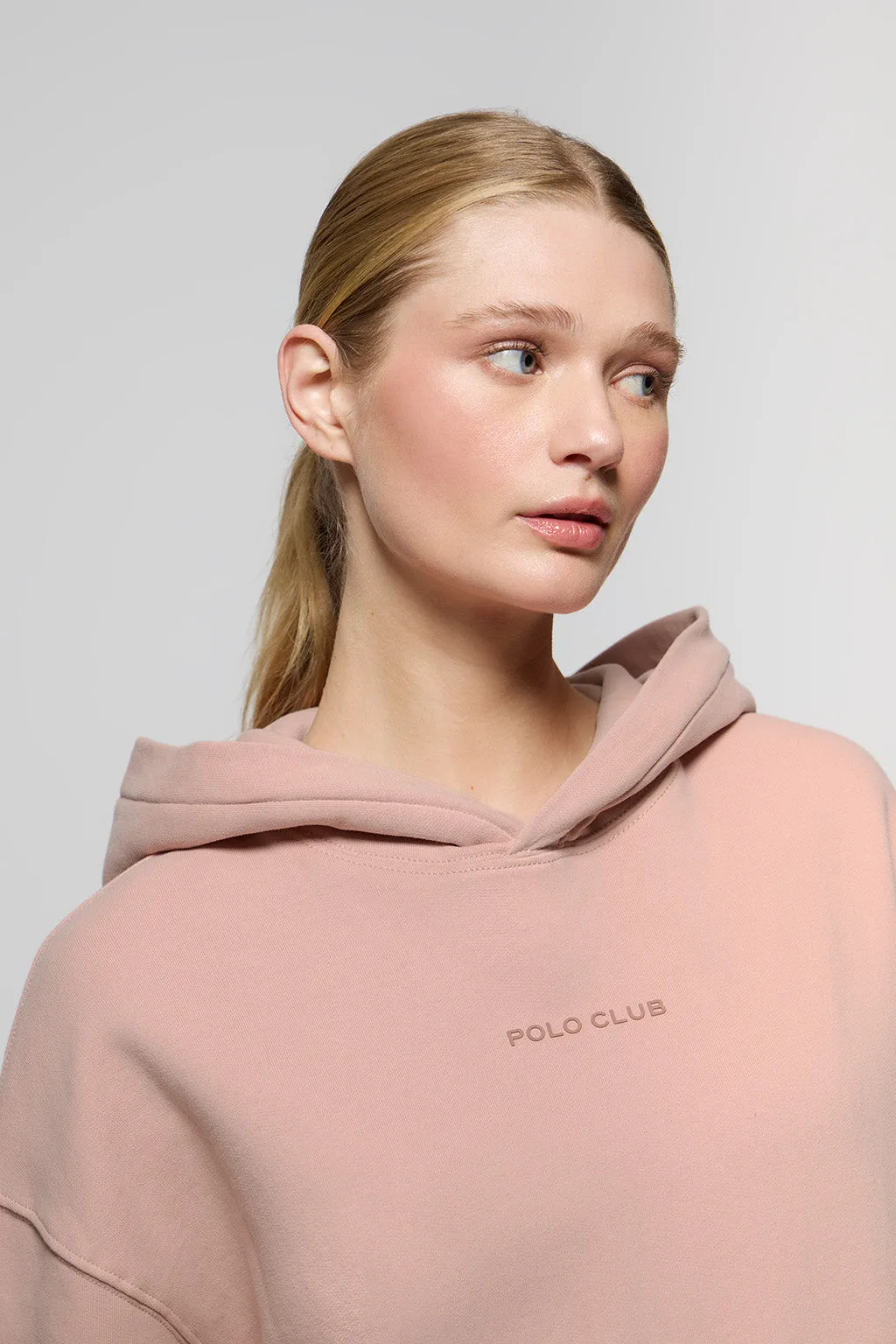 Sudadera de capucha y bolsillos rosa palo Minimal Polo Club