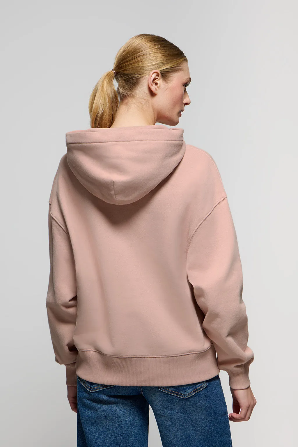 Sudadera de capucha y bolsillos rosa palo Minimal Polo Club