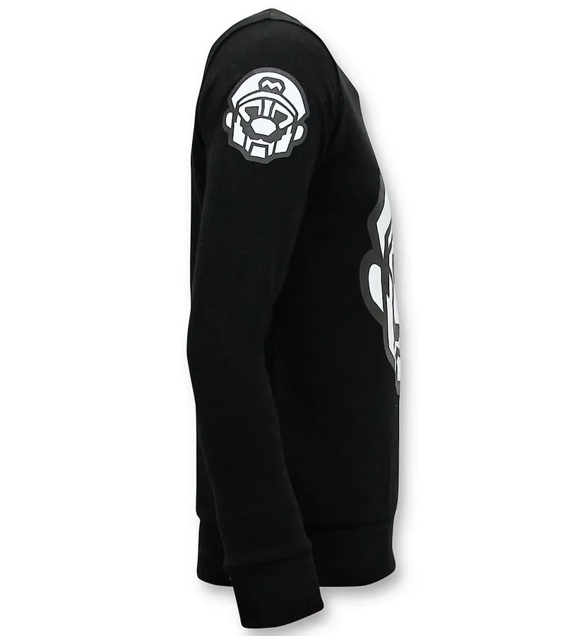 SUDADERA DE HOMBRE  MARIO IMPRESSION  NEGRO