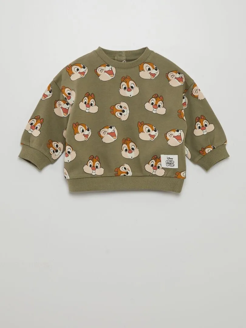 SUDADERA ESTAMPADA 'CHIP Y CHOP'  VERDE